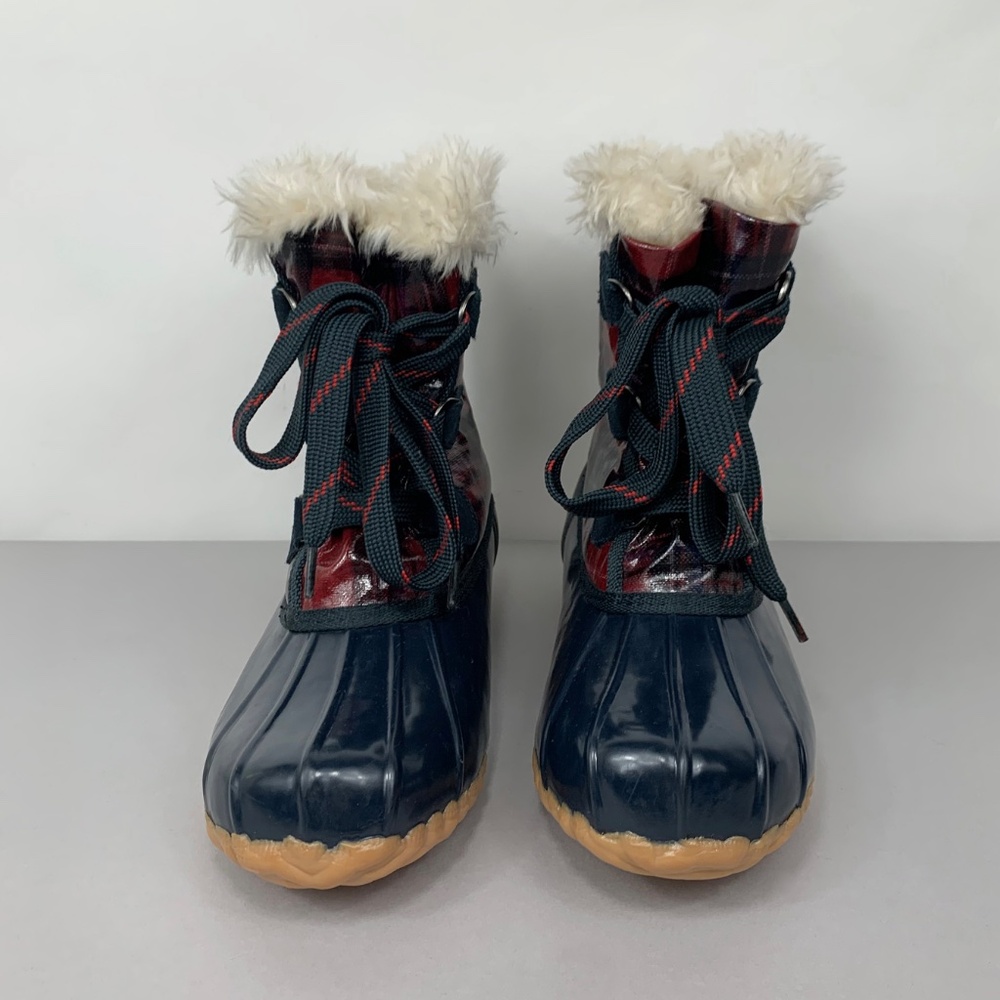 SPORTO Women's Kim Waterproof Plaid Rubber Faux Fur Snow Boots - Picture 3 of 9